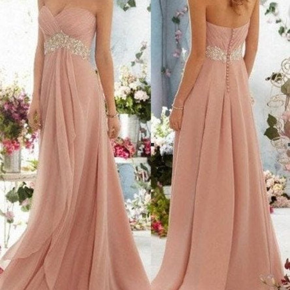 Brand New Prom Bridesmaid Rose Pink Ball Gown Dress